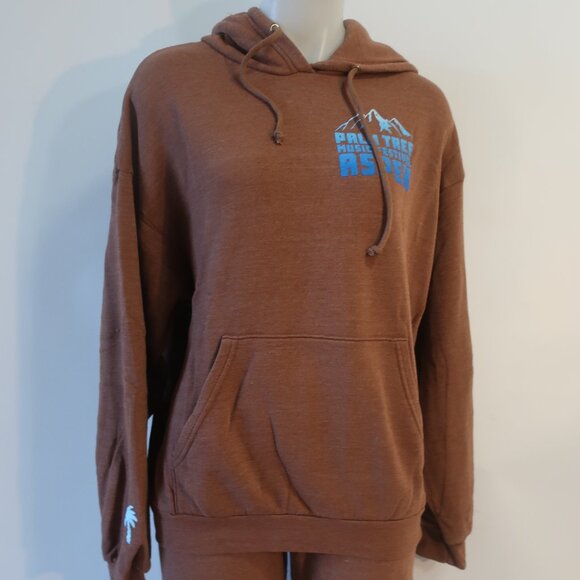 NWT Womens Aviator Nation Brown 2Pc Set Palm Tree Music Fest Hoodie Sweatpants M - Picture 3 of 15